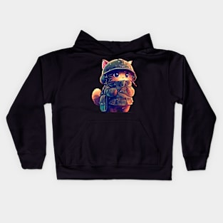 Funny soldier cat Kids Hoodie